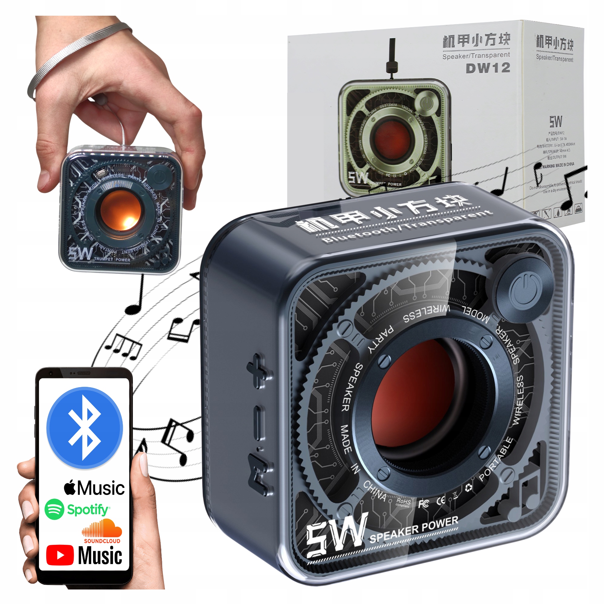 GŁOŚNIK BEZPRZEWODOWY PRZENOŚNY DW12 Mini BT 5W 4H NA PREZENT KAMPER SPACER