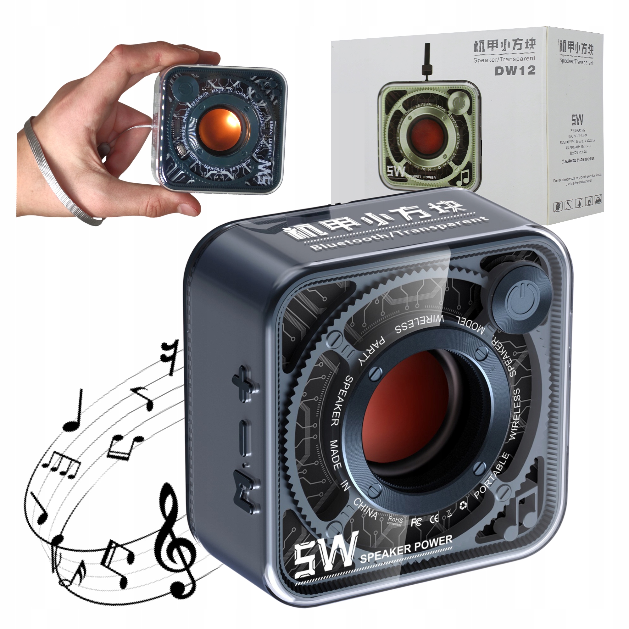 GŁOŚNIK BLUETOOTH PRZENOŚNY BEZPRZEWODOWY 5W BASS MicroSD 4h Z MIKROFONEM