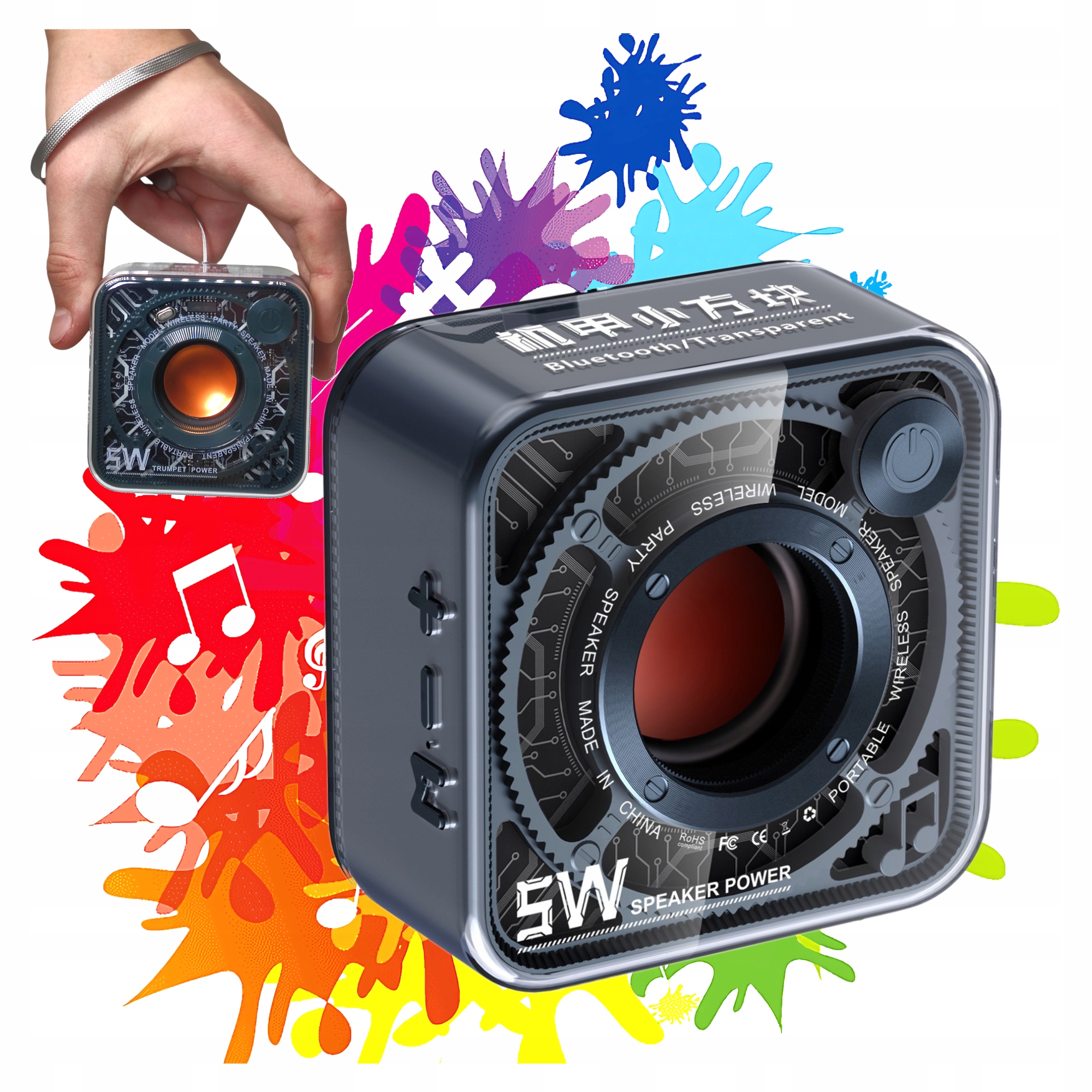 GŁOŚNIK BEZPRZEWODOWY BLUETOOTH 5.0 Z WBUDOWANYM MIKROFONEM 5W SUPER DŹWIĘK