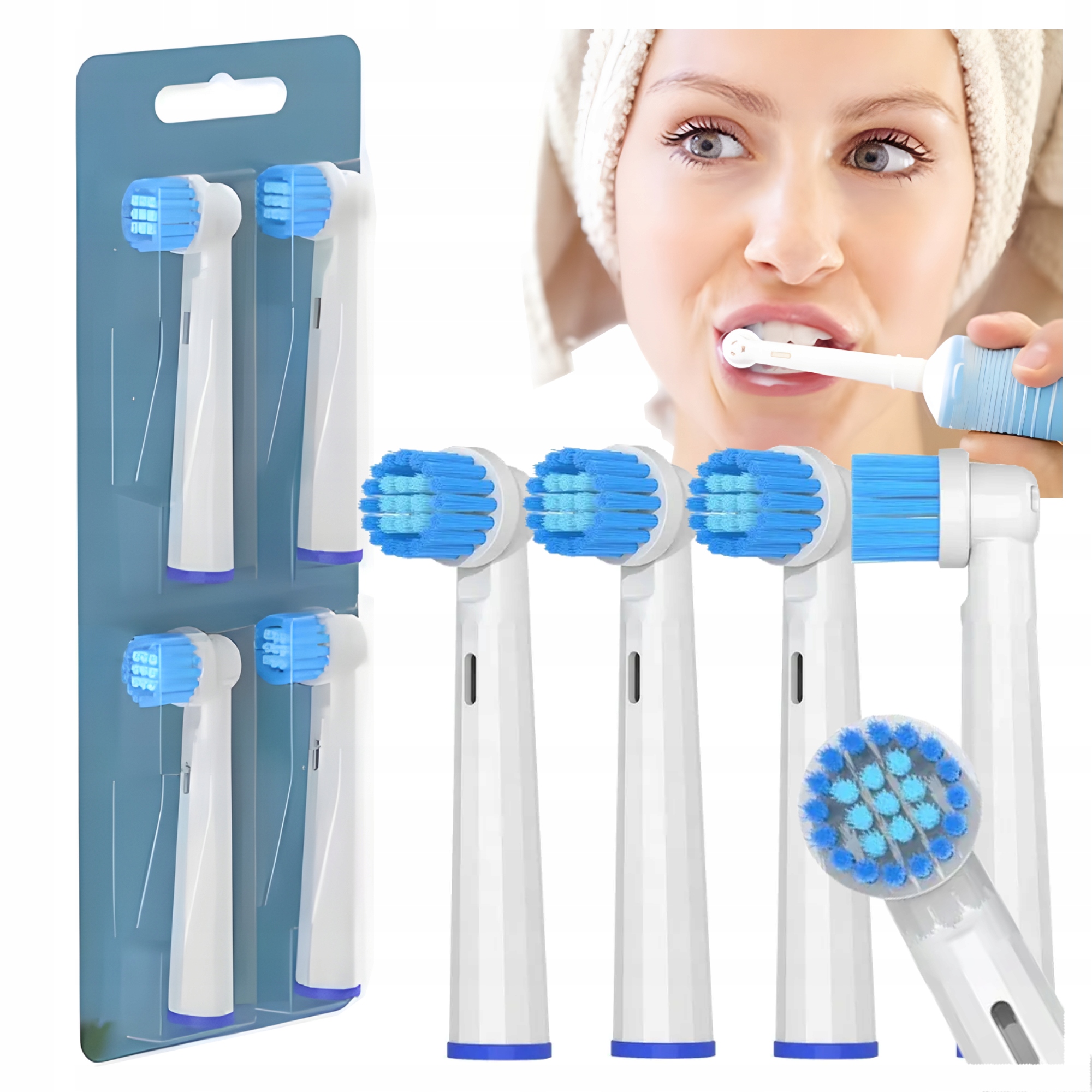 4X KOŃCÓWKI DO SZCZOTECZKI ELEKTRYCZNEJ EB17S ZAMIENNIK ORALB BIAŁE MIEKKIE