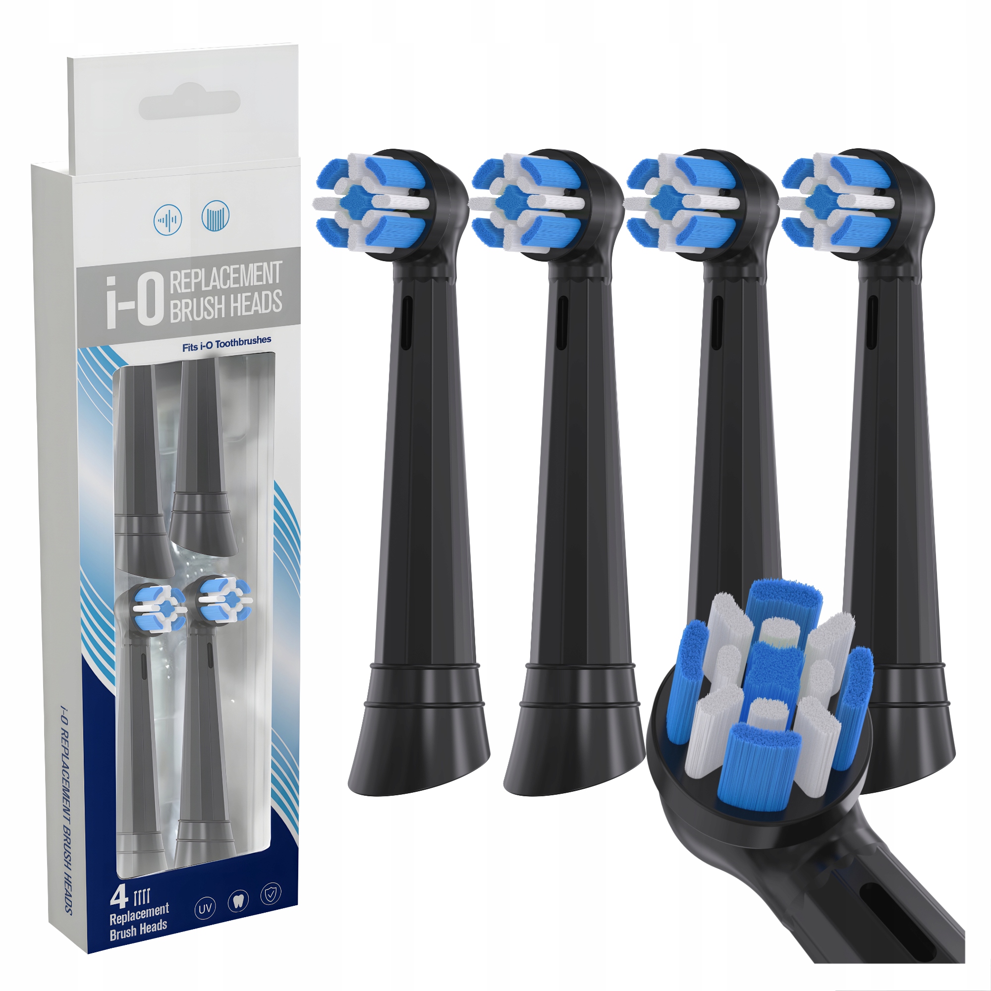 4X KOŃCÓWKI DO SZCZOTECZKI KOMPATYBILNE Z ORAL B IO 3/4/5/6/7/8/9/10 CZARNE