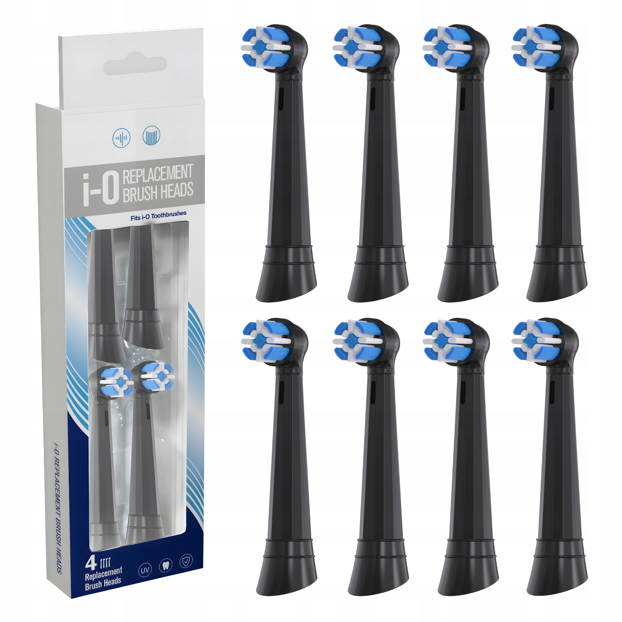 4X KOŃCÓWKI DO SZCZOTECZKI KOMPATYBILNE Z ORAL B IO 3/4/5/6/7/8/9/10 CZARNE