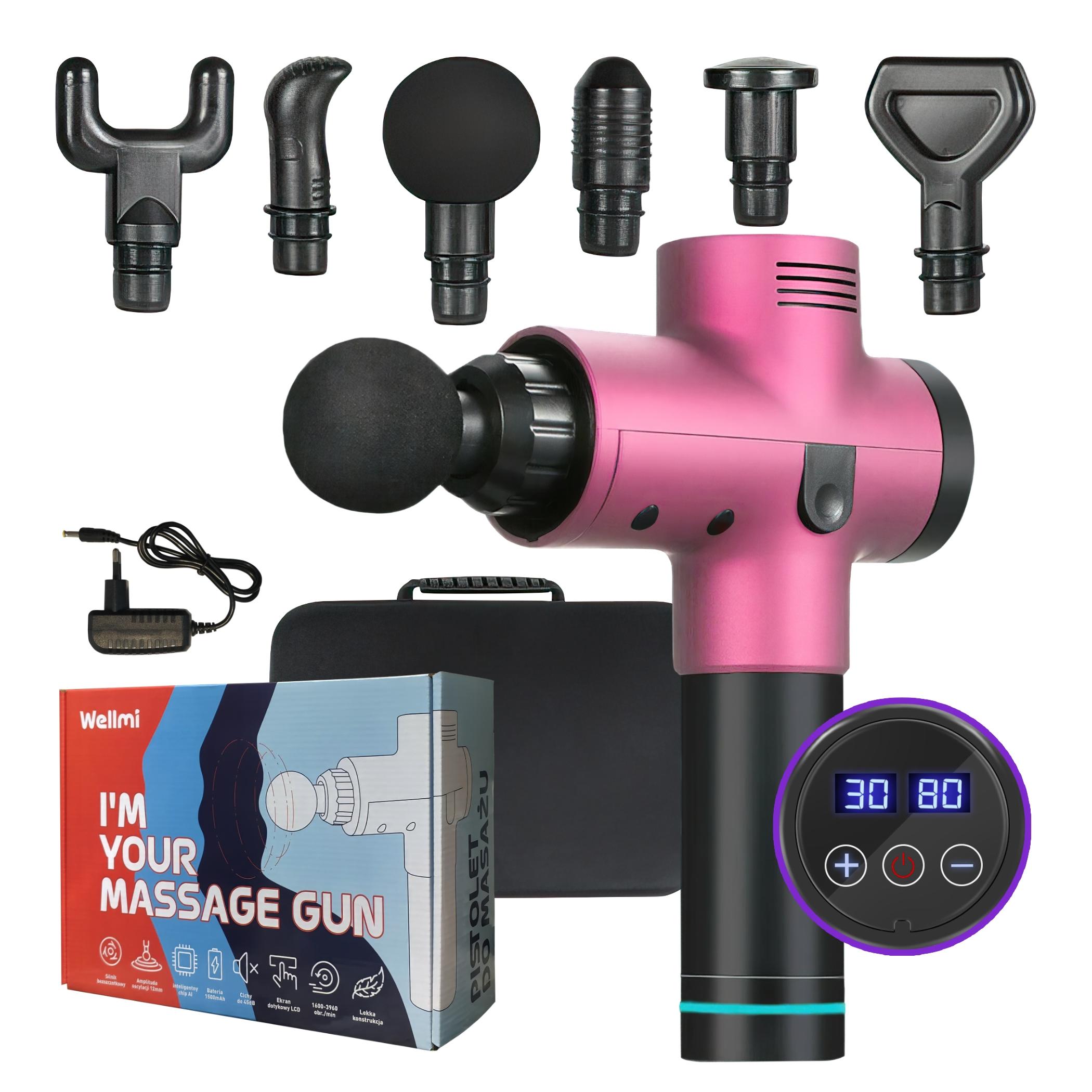 PISTOLET DO MASAŻU - WELLMI MG02PRO PINK MASAŻER DO PLECÓW CIAŁA SZYI