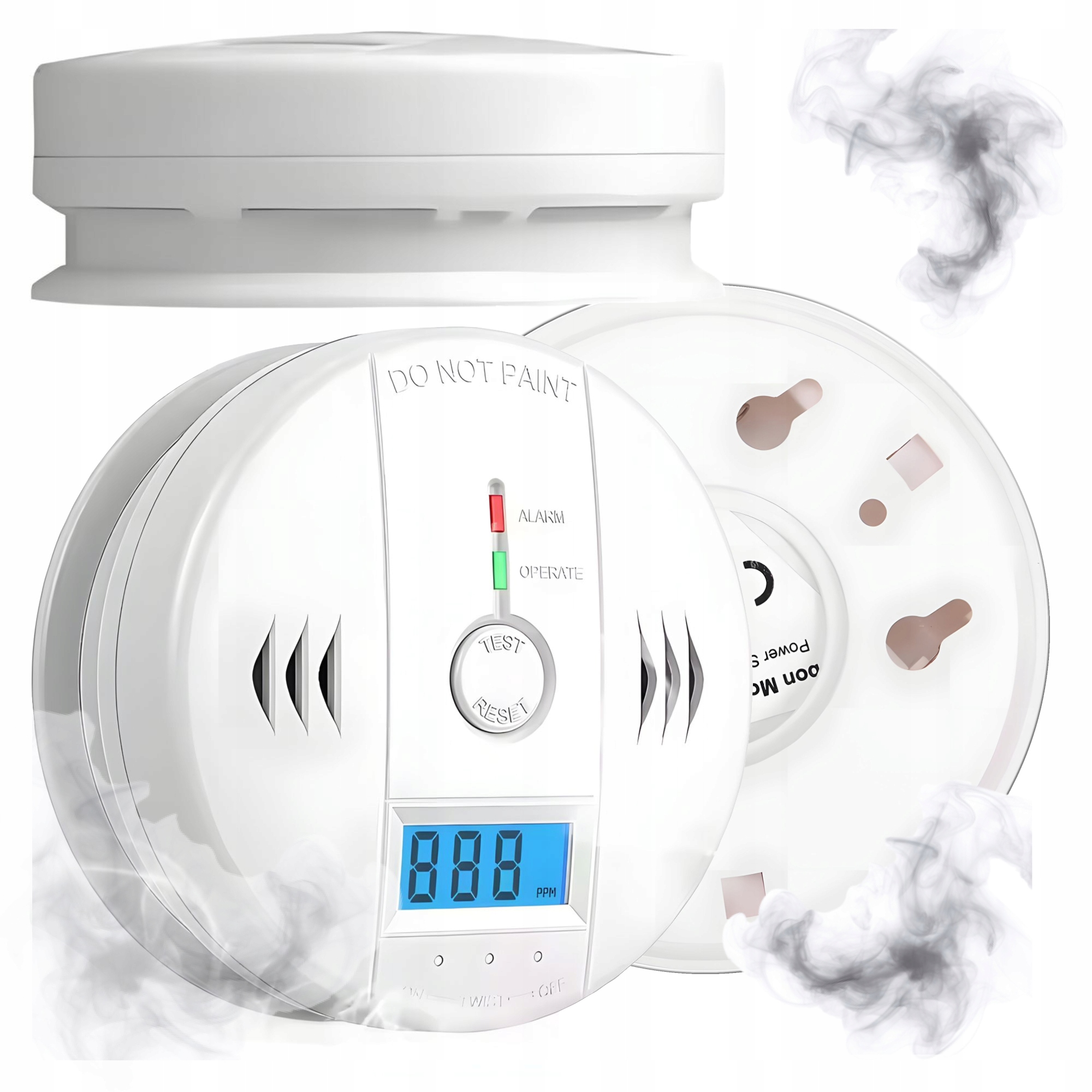 CZUJNIK CZADU TLENKU WĘGLA DETEKTOR CO LCD CERTYFIKOWANY ALARM