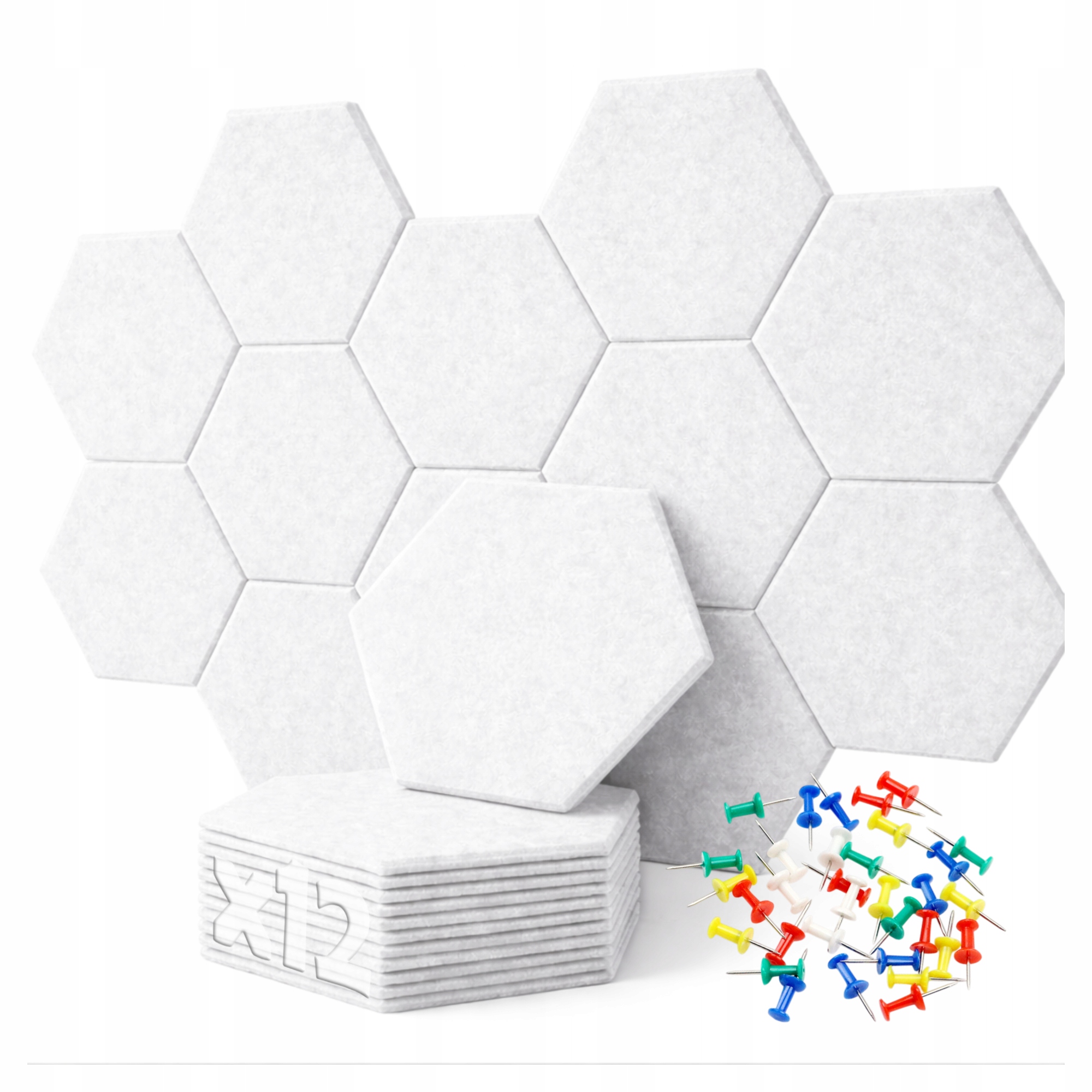PANELE ŚCIENNE FILCOWE BIAŁE akustyczne samoprzylepne wygłuszające Hexagon