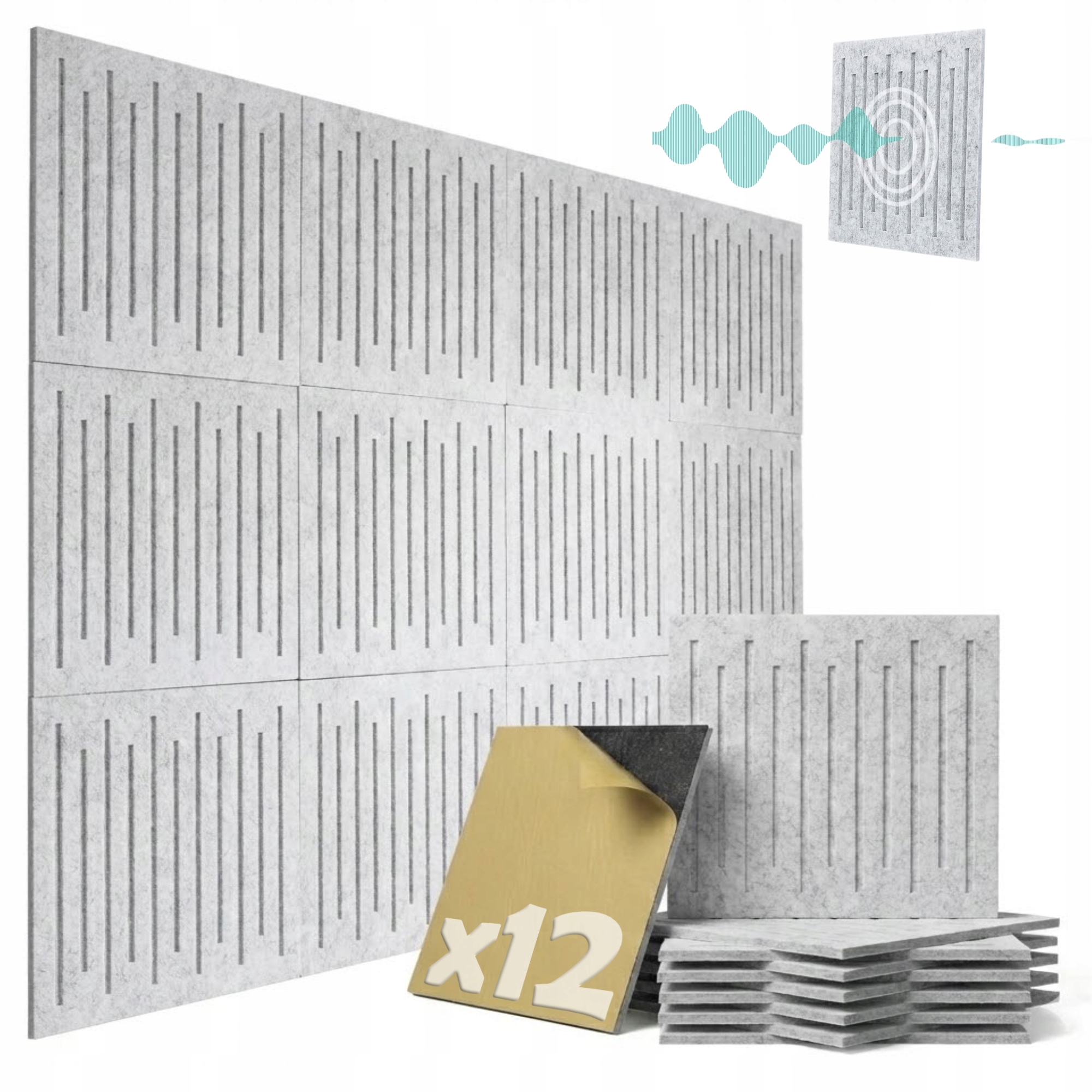 PANELE ŚCIENNE FILCOWE 3D SZARE akustyczne samoprzylepne Mata wygłuszająca