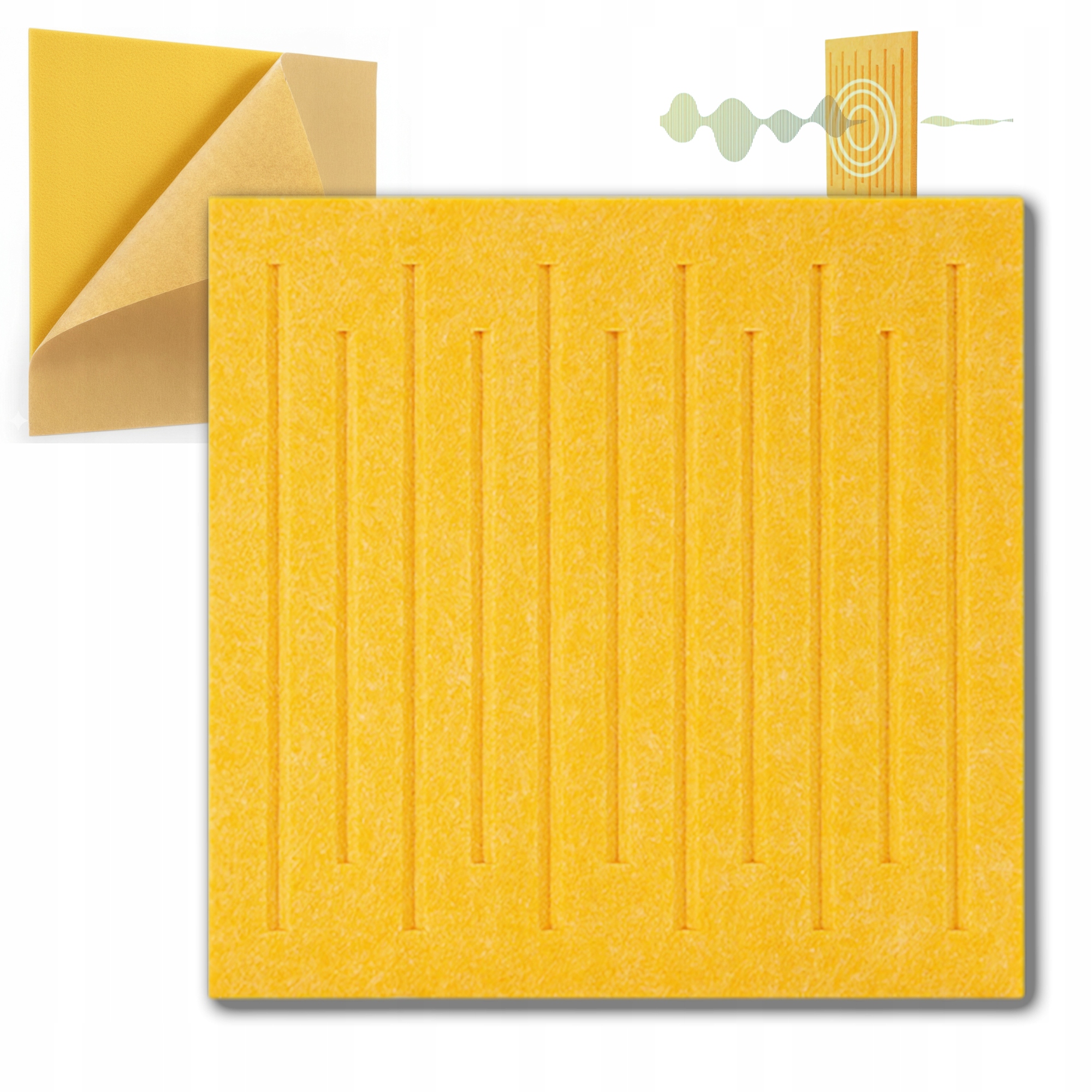 Panel ścienny samoprzylepny filcowy Zagłówek Mata wygłuszająca 30cm Żółty